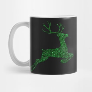 Dark Green Faux Glitter Reindeer Mug